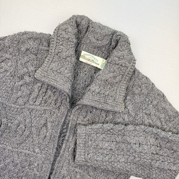Aran Crafts Sweaters - Aran Crafts Merino Wool Cable Knit Full Zip Cardigan Sweater Ireland Sz M Gray